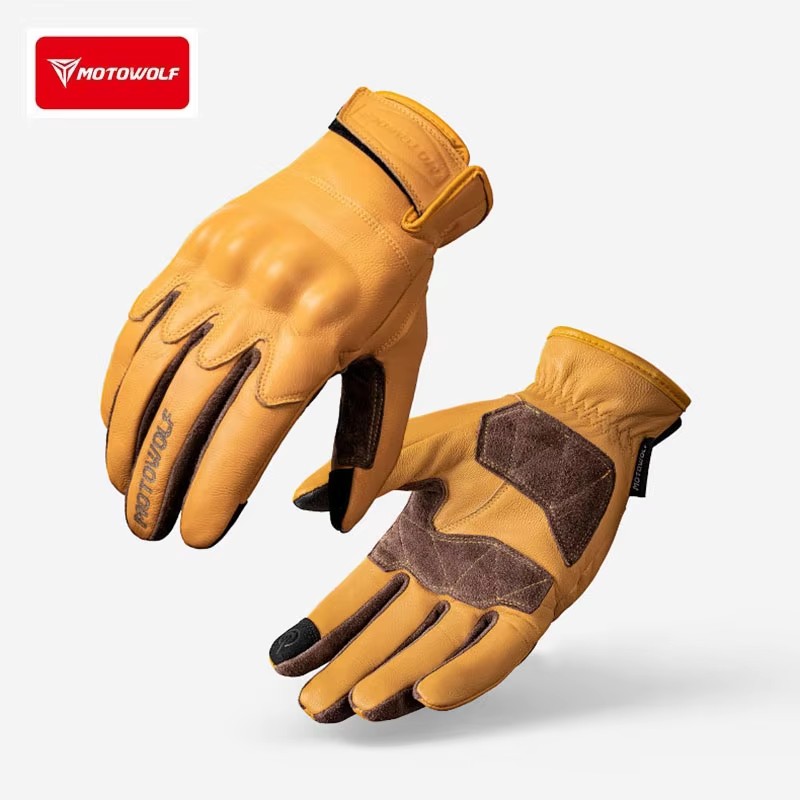 Motorcycle Glove Knuckle - Gants de moto en cuir rétro,