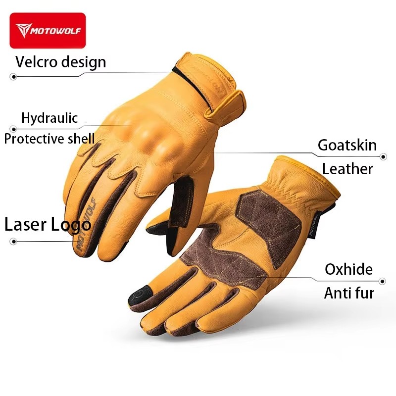 Gants de moto en cuir rétro, g - Motorcycle Glove Knuckle avis et prix